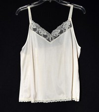 Avon The Custom Collection White Nylon Floral Lace Trim Cami Top Size S