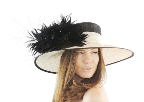 Cream Black Feather Hat Ascot Kentucky 