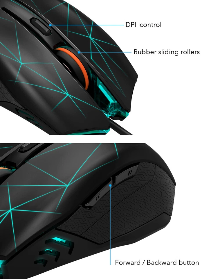 Light-Blue LED 4 Color Backlights Wired Gaming Ergonomic Mouse ZIDLI ZM5  - Image 4 of 4