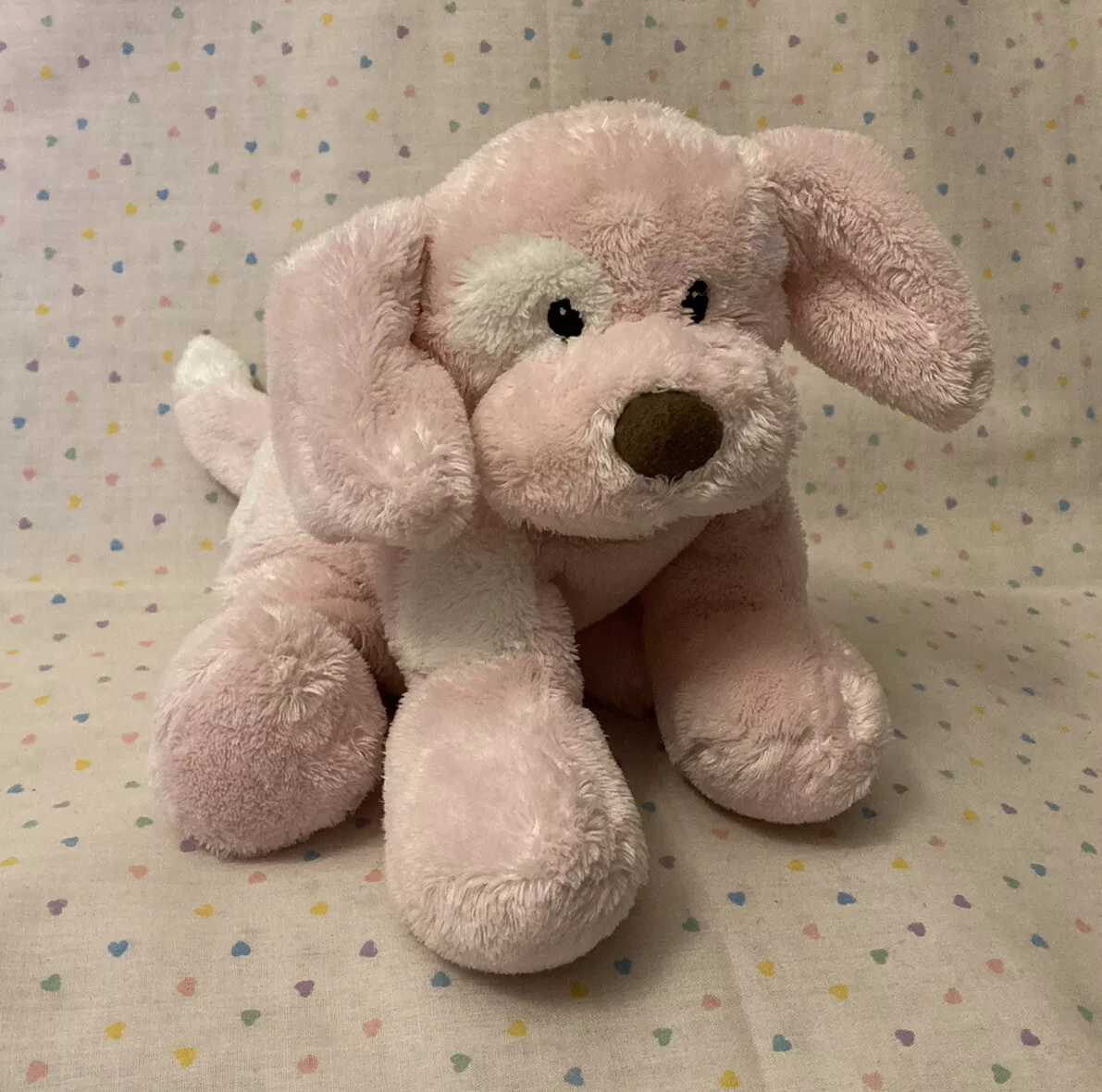 Pink and white 2025 stuffed dog