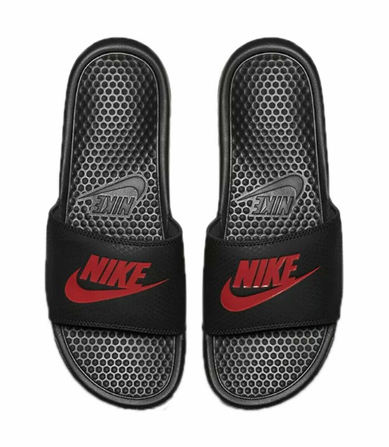 red white and black nike slides