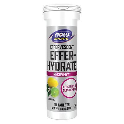 NOW FOODS Effer-Hydrate Effervescent Lemon Lime 10 Tablets Tube