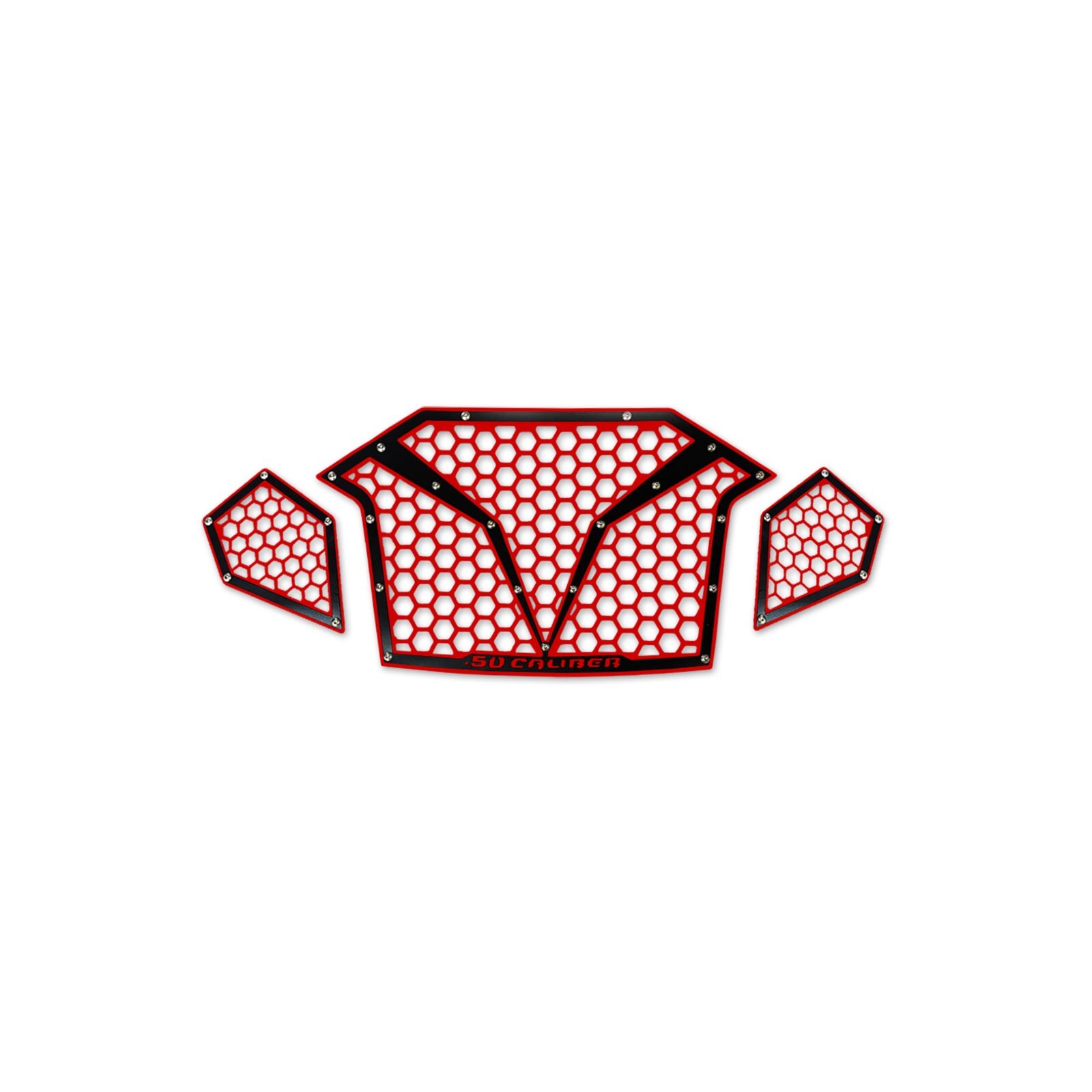 50 Caliber Racing Front 3pc Red/Black Custom Billet Grille Polaris RZR ...