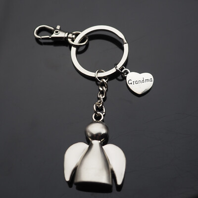 Grandma Heart - Angel Wings 3D Charm Pendant Keychain Key Chain Clip