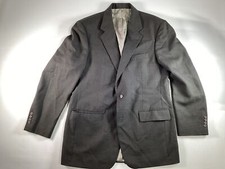 Mens Bill Blass Black Label Gray Light Check Blazer Sport Coat 42L GUC