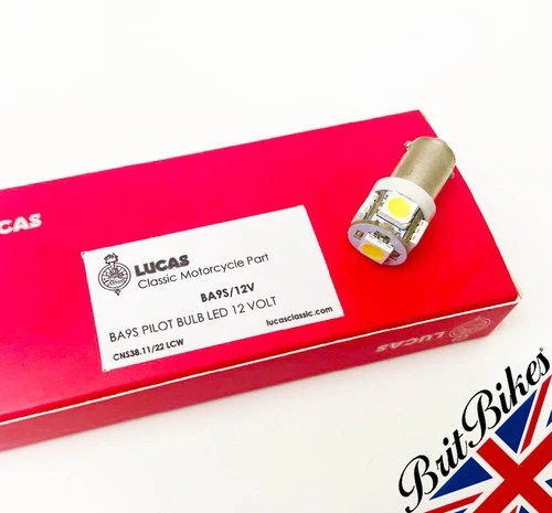 GENUINE LUCAS CLASSIC MOTORCYCLE LED INSTRUMENT PILOT BULB 12V BA9S BSA TRIUMPH
