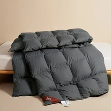AIRLUCK LUXURY FEATHER DOWN COMFORTER QUEEN FULL SIZE FILLED DOWN - GRAY