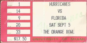 Emmitt Smith College Debut Ticket Florida Gators @ Miami Hurricanes 9/5/1987
