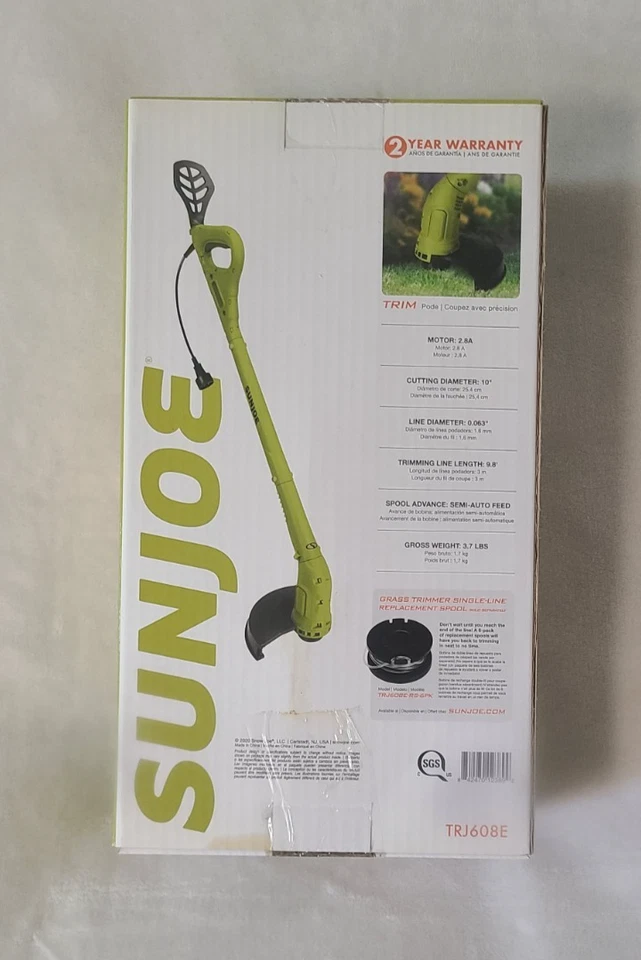 NIB Sun Joe TRJ608E 2.8A 10" Ultralight Corded Electric grass Trimmer - Image 2 of 2