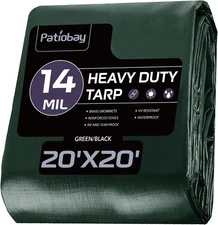 Tarp 20X20 Feet, 14 Mil Large Waterproof Tarps Heavy Duty with Brass Grommets, T