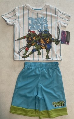 Youth Boys Size 4 Teenage Mutant Ninja Turtles Baseball Tee Shirt and Shorts Set