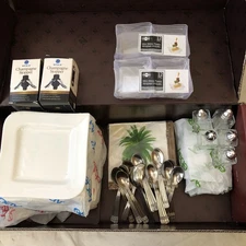 Party Lot 10 White Wavy Square FORTESSA App Plates + Salts Spoons Amuse-bouche