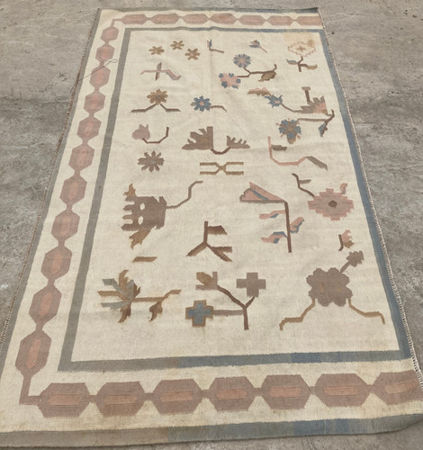 Vintage Traditional Handmade Floral Turkish Kilim Floor Rug Carpet 290x191 cm