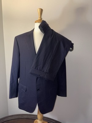 Sartoria Ravazzolo E.Zegna Traveler Navy Brown stripe  Suit 46R Wool