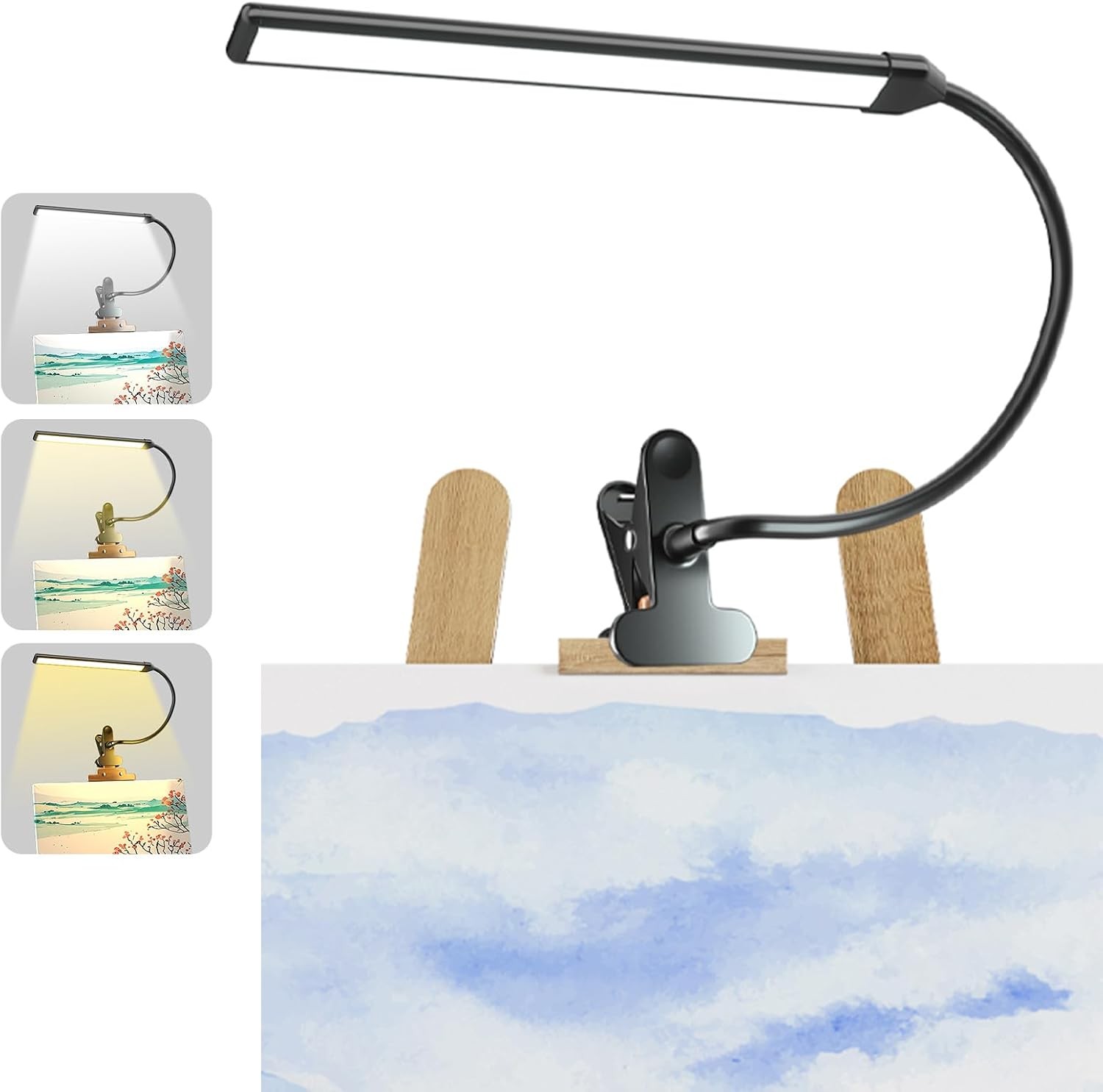 Clip-on LED Easel Lamp for Artists, 3 Colour Modes, 10-Level Dimmable, 300lm