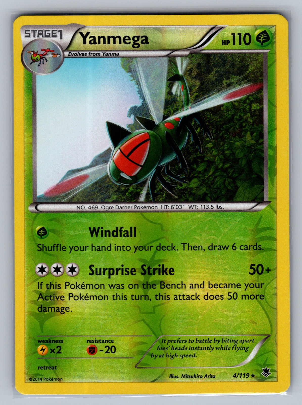 Yanmega XY - Phantom Forces #4/119 Rare,Reverse Holo Pokemon Card