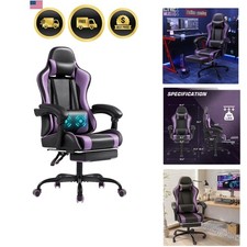 Gaming Chair with Footrest and Massage Lumbar Support, Computer Chairs, Video...