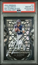 2024 PANINI OBSIDIAN BLACK STAINED GLASS #12 JJ MCCARTHY PSA 10 AUTO AUTHENTIC