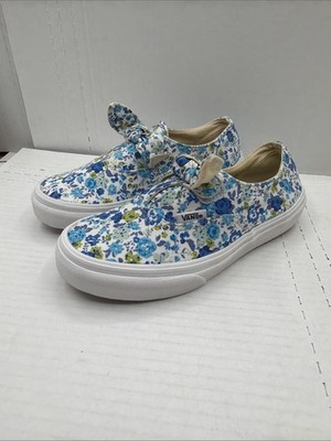 Vans Girl's Authentic Knotted Disty Floral Blue/Multi Skate Shoes - Size 2.5 NEW