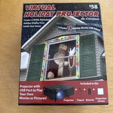 Mr Christmas Virtual Holiday Window Projector With Tripod Screen And Remote