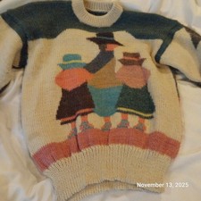 Peruvian Girls Sweater Alpaca Geometric People