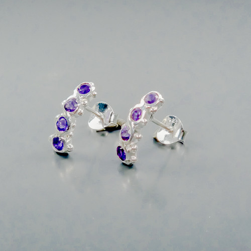 Fine Jewelry Earrings Natural Amethyst Earrings 925 Sterling Silver /E121020 - Picture 2 of 8