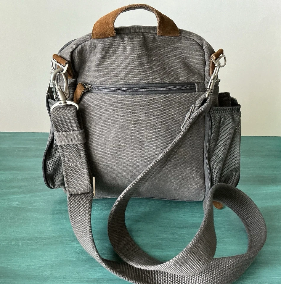 Travelon Anti Theft RFID Heritage Tour Bag Gray Crossbody Purse Versatile Travel - Image 2 of 4