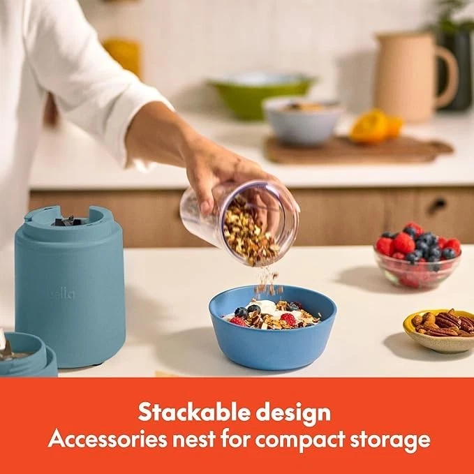 Bella 6 Piezas Licuadora de Cohetes Portátil Exprimidor y Batidora Surf Color Azul Foto 3 de 4