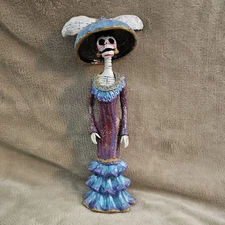 Authentic Mexican Clay Catrina Day of The Dead De Los Muertos Mexican Art 10.5"