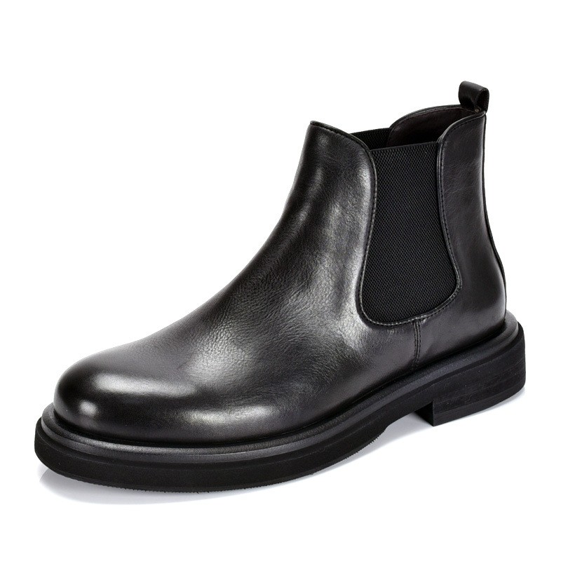 Retro Men's Chelsea Boots Leather High Top British Soft Leather Short Boots Sz