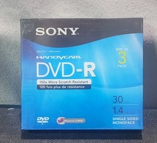 Sony Handycam DVD-R 3-Pack 30 Min 1.4GB Vintage Camcorder - NEW SEALED