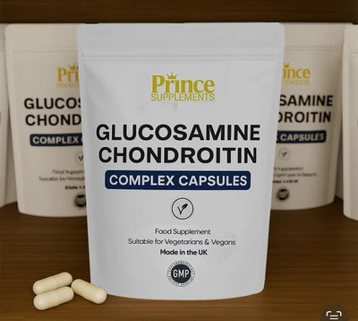 PRINCE SUPPLEMENTS GLUCOSAMINE AND CHONDROITIN SULPHATE MSM VITAMIN 60 CAPSULES 1600MG £6.49 VEGAN