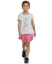 Adidas Little Girls 2-Pc. Heather Graphic T-Shirt and Skort Set - gry/pnk - 6X