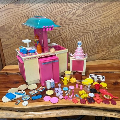 Vtg Mattel 1984 Barbie Dream Kitchen Playset Accessory Lot Food Pots Pans Dishes