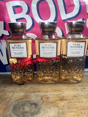 Bath & Body Works Lot of 3 Bottles Pure Wonder Body Wash Shower Gel 10 oz