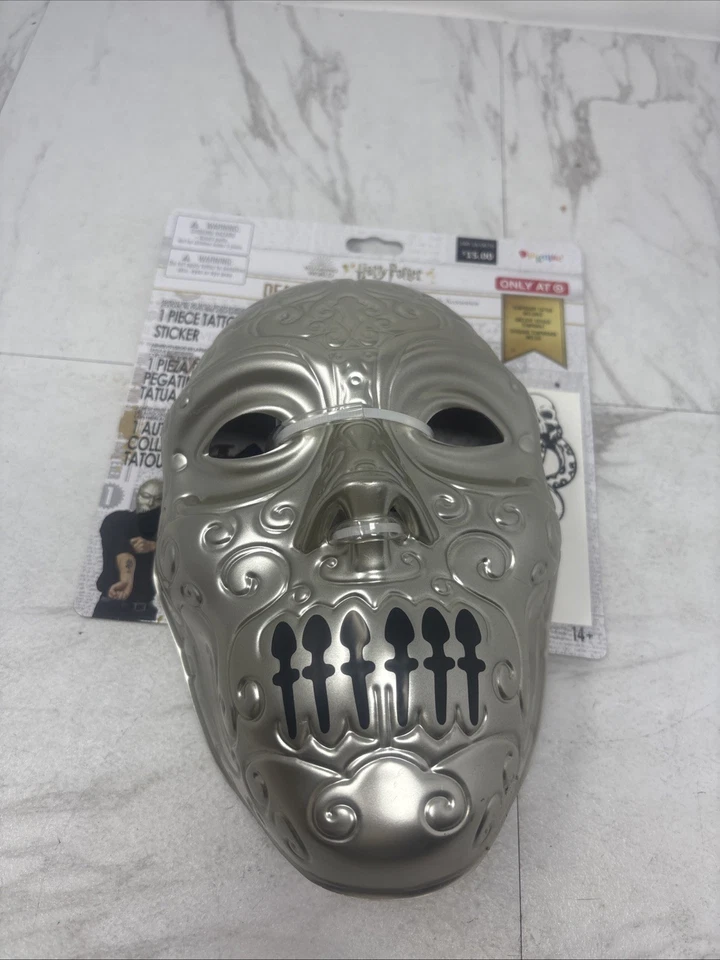 Harry Potter Death Eater Halloween Costume Accessory Kit Mask & Tattoo #2117 New - Image 3 of 4