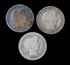1892 1897 1899 Barber One Dime 3 Silver Coins