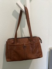 Spikes and Sparrow Medium Leather Shoulder Bag Purse Cognac Brown