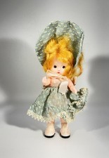 Vintage Knickerbocker S E 6" Blonde Vinyl Toddler Doll Blue Dress Bonnet
