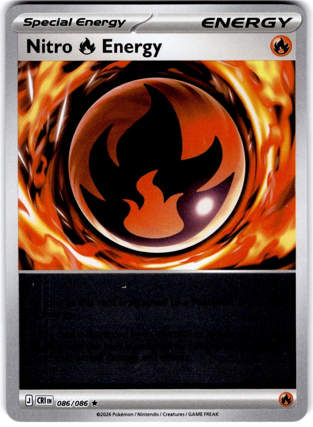 Pokemon Nitro Fire Energy Chaos Rising 86/86 Reverse Holo Near Mint English