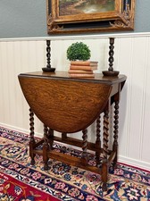 Antique English Oak Barley Twist Gateleg Drop-Leaf Dining Table — listing 5