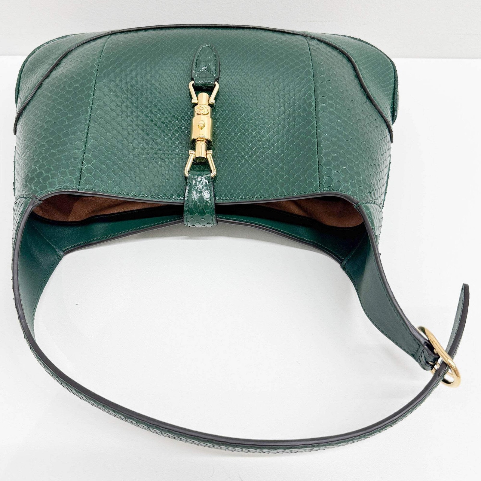 GUCCI Jackie Forest Green Python Embossed Leather… - image 7