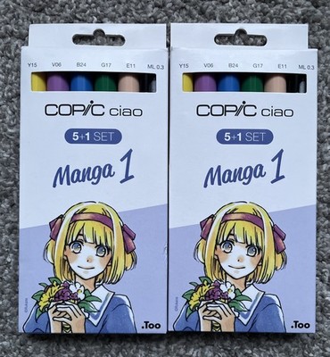 Copic Ciao 5+1 Manga 1 Set Twin Tipped Markers Plus 0.3 Fineliner for Manga Art