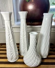 Vintage Milk Glass Bud Vases Lot of 4 Various Patterns
