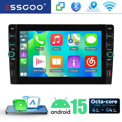 9'' ESSGOO Car Stereo 4G+64G 2 Din Android 15.0 GPS FM WiFi BT GPS Wireless Radio
