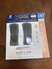 Copper Fit Elite Compression Knee Sleeve 2 Pack L/XL 16-20" Airflow Technology
