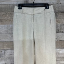 Ann Taylor LOFT Julie Trouser Pants 0 Beige 100% Linen Wide Leg Professional