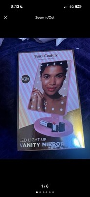 Juicy Couture LED Vanity Mirror Pink Touch Sensor Cosmetic Storage 360° Swivel