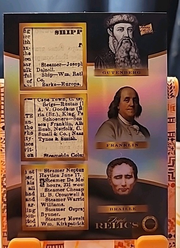 2025 POTP Inventors Ed. Triple Newspaper Relic Guttenberg/Franklin/Braille #589