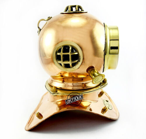 Vintage einzigartige Regaluhren Taucher Taucherhelm Kupfer poliert Mantel antike Uhr - Bild 3 von 4